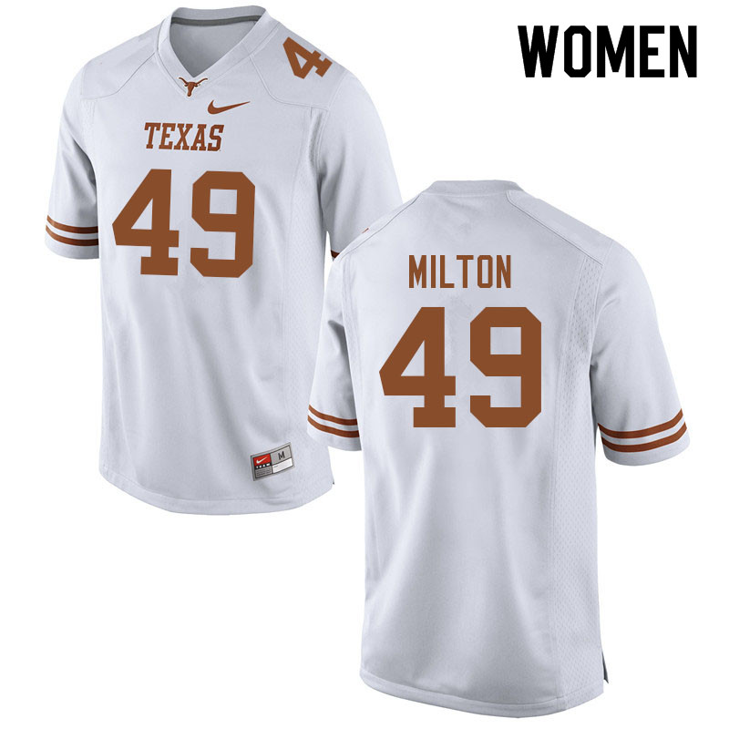 Women #49 Thatcher Milton Texas Longhorns College Football Jerseys Sale-White